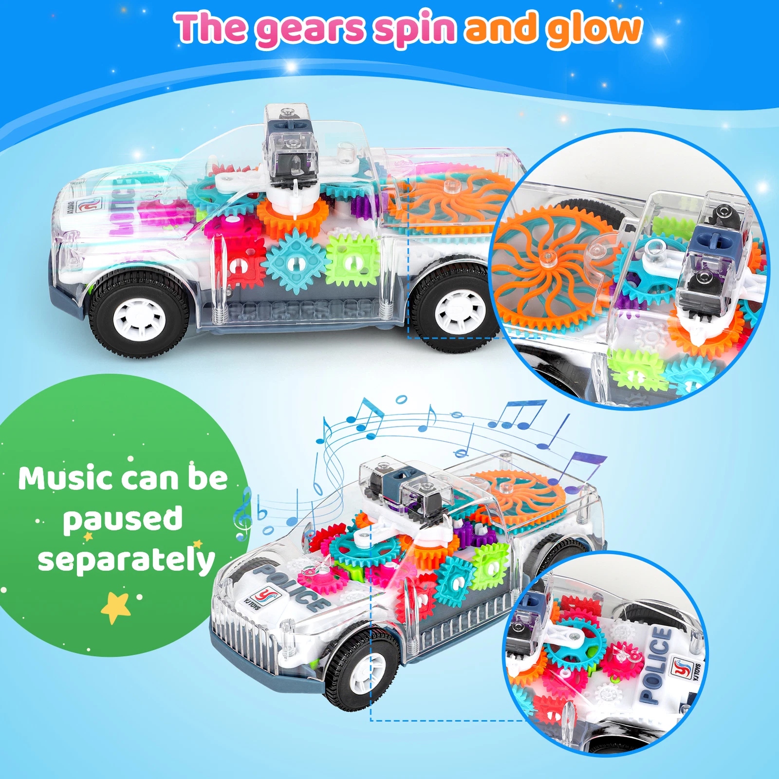 New Design Transparent Concept Gear Police Car Toy - Image 3